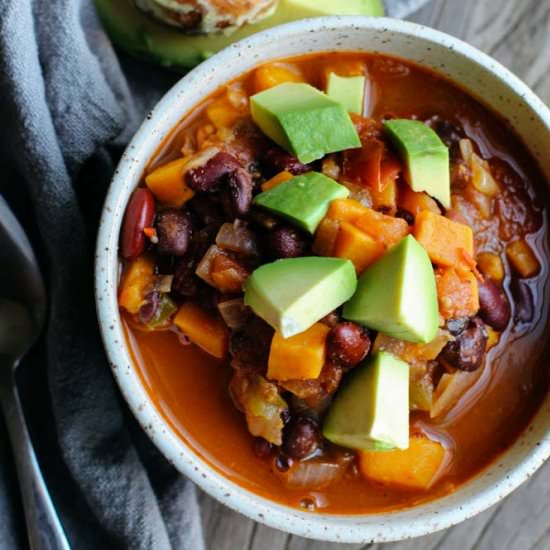 Vegetarian Sweet Potato Chili - Recipe photo by feelgoodfoodie1