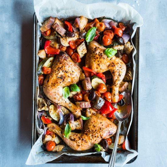 Chicken Caponata Panzanella - Recipe photo by The Hungry Cook