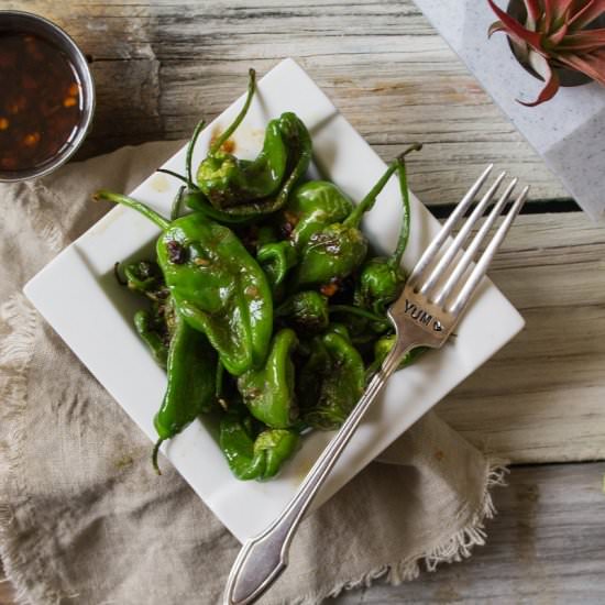 Pan Seared Padron Peppers - Recipe photo by cookingwithawallflower