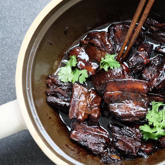 Tender Braised Pork Belly - Recipe photo by BearNakedFood