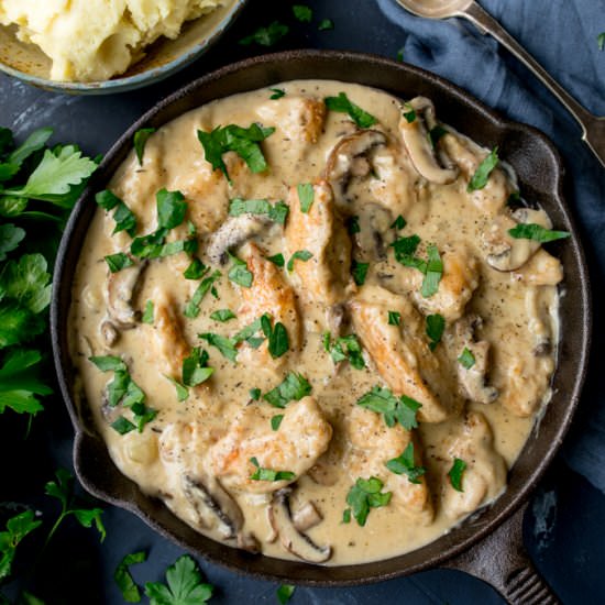 Creamy Chicken & Mushroom Casserole - Recipe photo by KitchenSanctuary