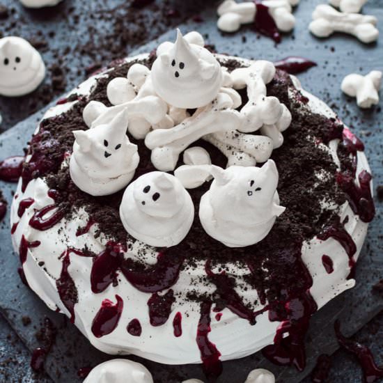 Halloween Haunted Pavlova - Recipe photo by Domestic Gothess