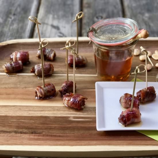 Bacon Wrapped Dates With Honey - Recipe photo by simmerandsauce