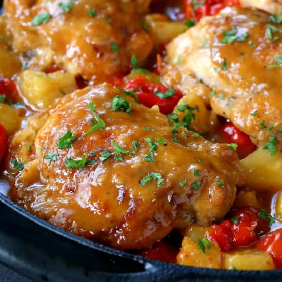 Upside Down Pineapple Chicken Thigh - Recipe photo by mantitlement