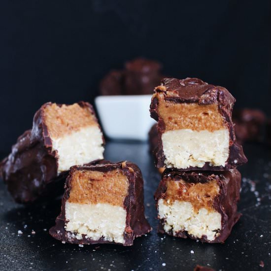 Peanut Butter Twix Bars – Veganized - Recipe photo by createnplate