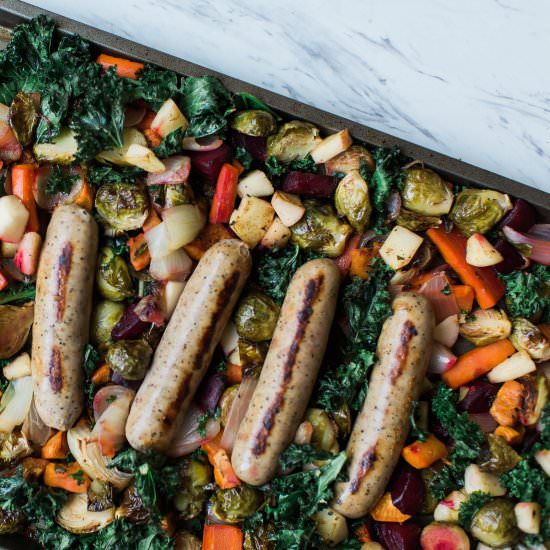 Oktoberfest Brats & Root Vegetables - Recipe photo by herheartandtable