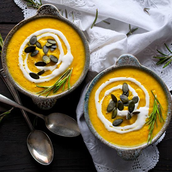 Creamy Pumpkin Turmeric Soup - Recipe photo by Raw Revive