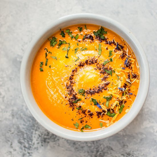 Spicy Chipotle Sweet Potato Soup - Recipe photo by saltandlavender