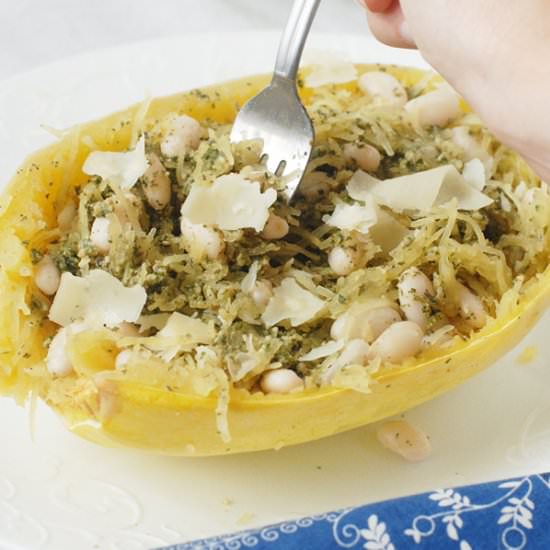 Pesto Parmesan Spaghetti Squash - Recipe photo by alisonsallspice