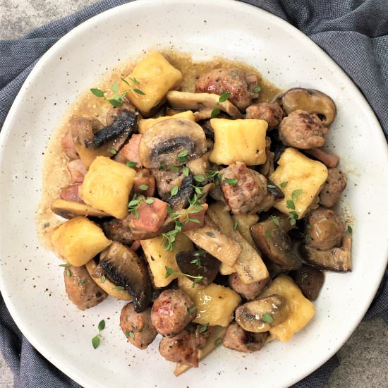 Mushroom Gnocchi with Meatballs - Recipe photo by chef not required