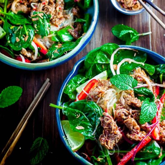 Crunchy Thai Beef Salad - Recipe photo by MySugarFreeKitchen