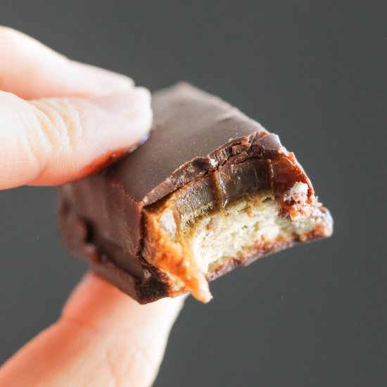Healthy Homemade Twix Bars - Recipe photo by dessertswithbenefits