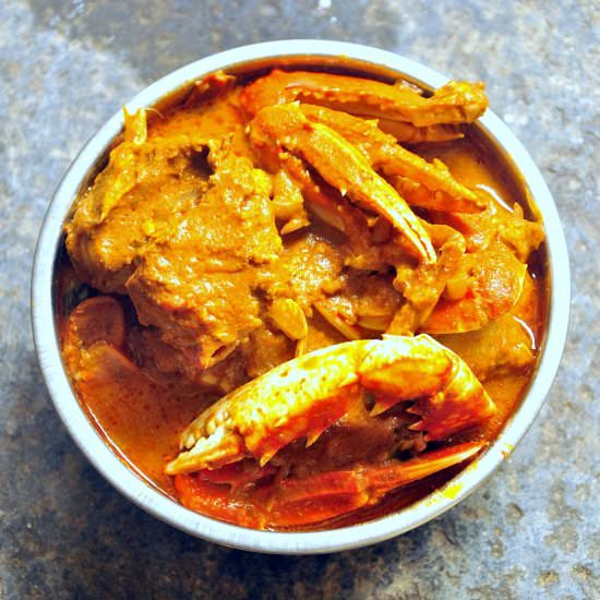 Crab curry with Eggplant - Recipe photo by JeeviKitchen