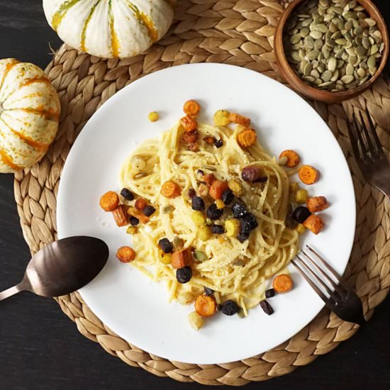 Pumpkin Alfredo with Veggies - Recipe photo by bijouxandbits