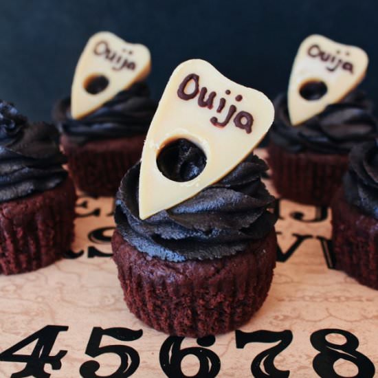 Double Chocolate Ouija Cupcakes - Recipe photo by createnplate