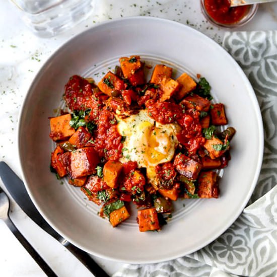 Harissa Sweet Potato Hash - Recipe photo by misspickledplum