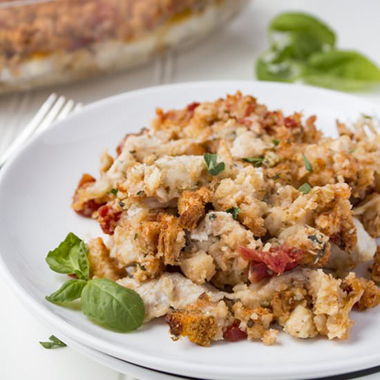 Bruschetta Chicken Bake - Recipe photo by MakeAheadMealMom