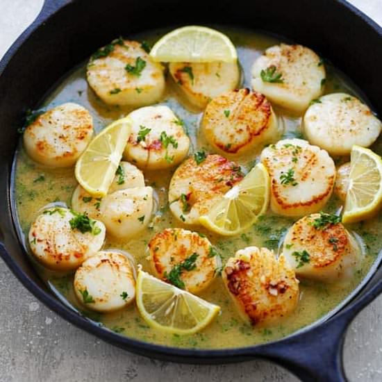 Lemon Sauce Garlic Butter Scallops - Recipe photo by rasamalaysia