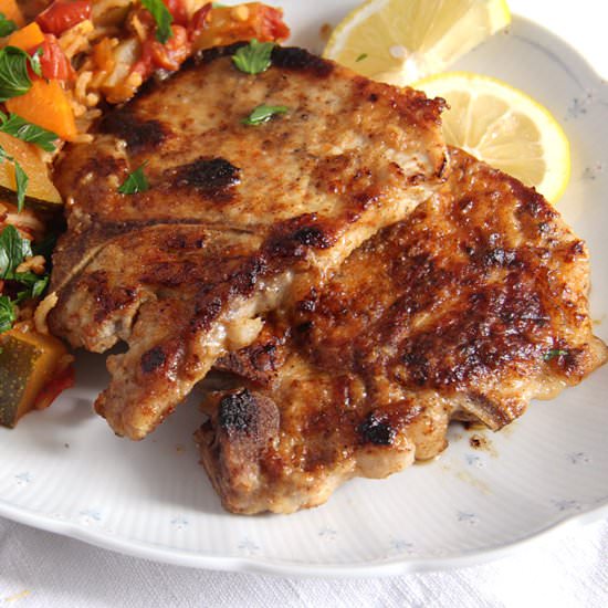 Skillet Pork Chops Brined in Milk - Recipe photo by adinutza