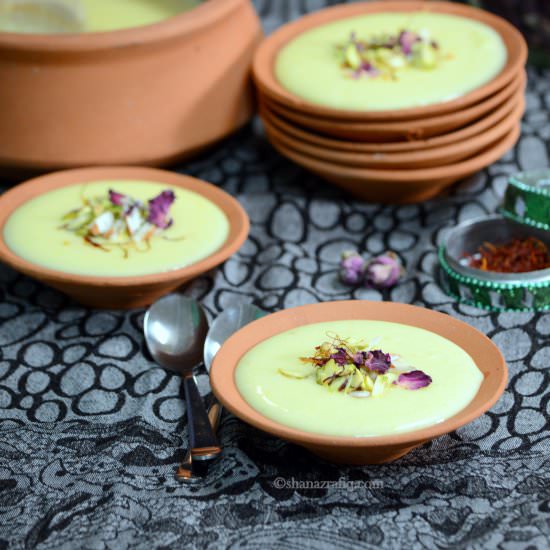 Matka Kesar Firni - Recipe photo by Shanaz Rafiq
