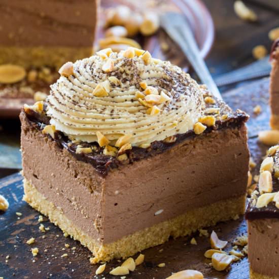 Chocolate Peanut Butter Cheesecake - Recipe photo by peasandpeonies