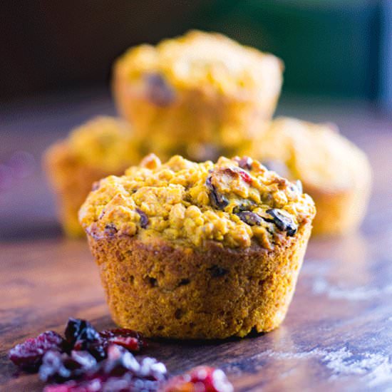 Cranberry Pumpkin Oatmeal Muffins - Recipe photo by LancFoodieGirl