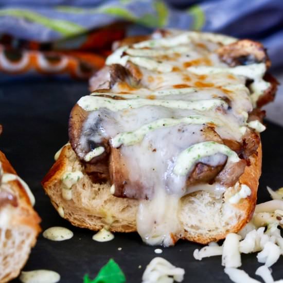 Open Faced Steak & Cheese Sandwich - Recipe photo by Girl Heart Food