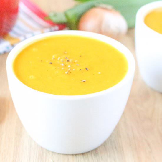 Oven Roasted Kabocha Squash Soup - Recipe photo by hotpankitchen