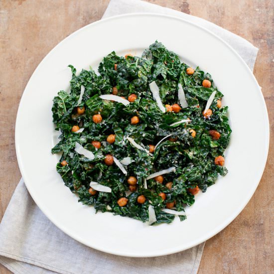 Tuscan Kale Salad with Chickpeas - Recipe photo by FamilyStyle Food