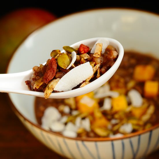 Bowl of QI – Red Rice Barley Congee - Recipe photo by Norberts Kitchen
