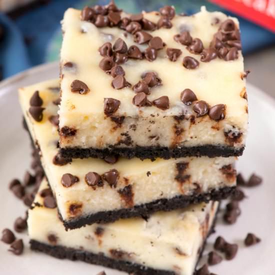 Chocolate Chip Cheesecake Bars - Recipe photo by crazyforcrust