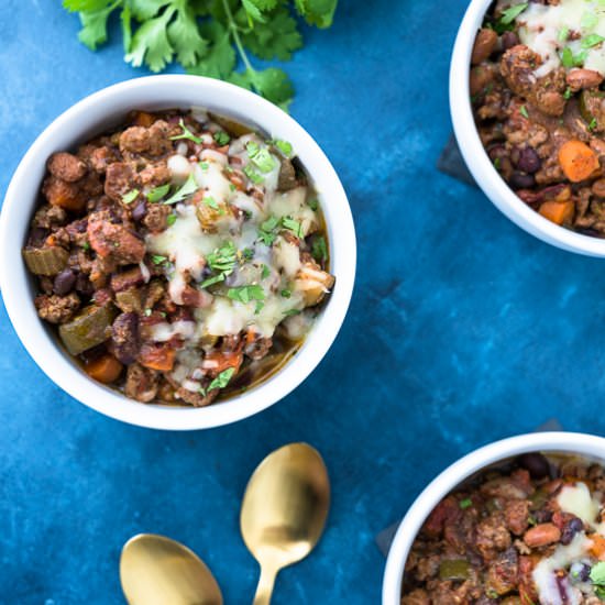 3-Bean Slow Cooker Turkey Chili - Recipe photo by freeyourfork