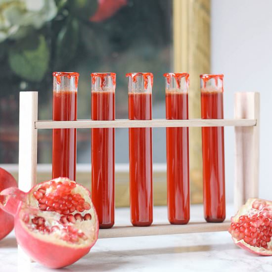 Blood-Red Pomegranate Shots - Recipe photo by Hannah Berry