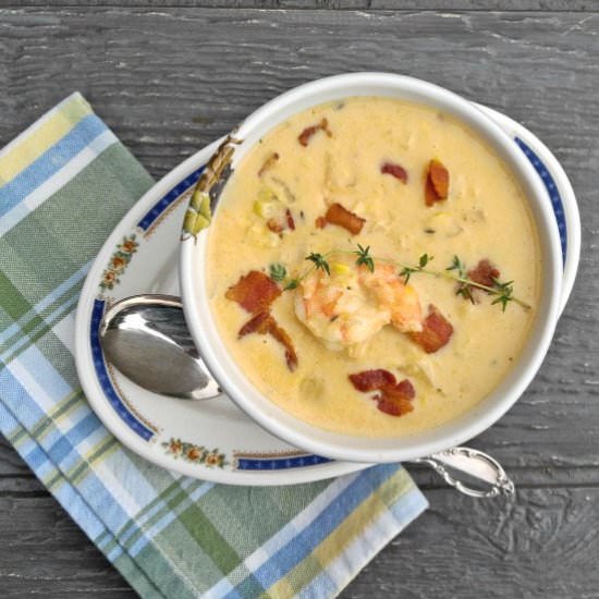 Shrimp Chowder with Bacon and Thyme - Recipe photo by thegardeningcook