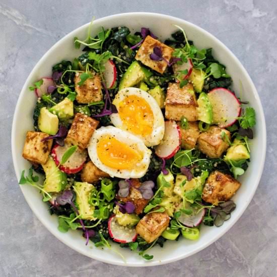 Kale Salad with Miso Tofu - Recipe photo by kalememaybe