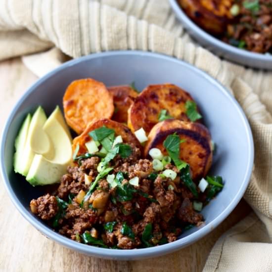 Roasted Sweet Potato Taco Bowls - Recipe photo by betondinner