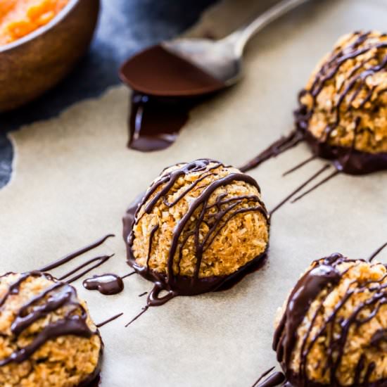 Chocolate Dipped Pumpkin Macaroons - Recipe photo by Recipe Runner