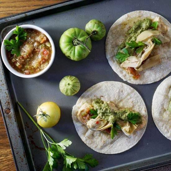 Vegan Artichoke Hummus Tacos - Recipe photo by Eat Your Way Clean