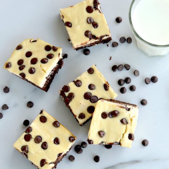 Cheesecake Brownie Bars - Recipe photo by My Flourless Kitchen