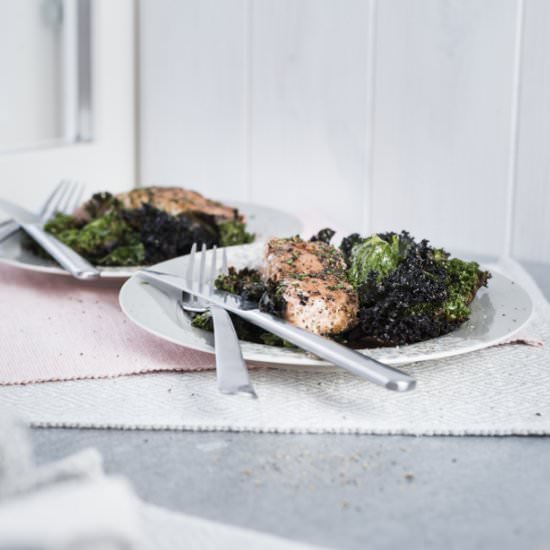 Soy Salmon with Kale Chips & the Im - Recipe photo by healthylaura