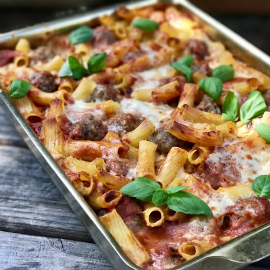 No-Boil Baked Ziti With Bison Meat - Recipe photo by simmerandsauce