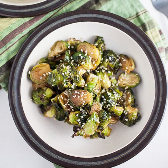 Maple Sesame Brussels Sprouts - Recipe photo by therusticfoodie
