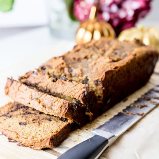 Paleo Chocolate Chip Pumpkin Bread - Recipe photo by fithappyfree