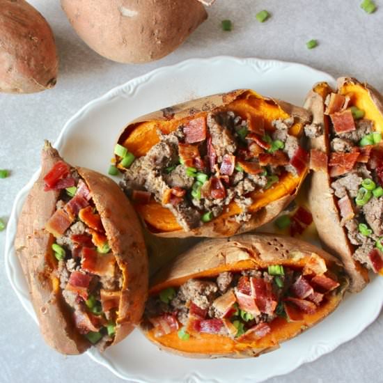 Loaded Paleo Sweet Potato Boats - Recipe photo by girlinhealing