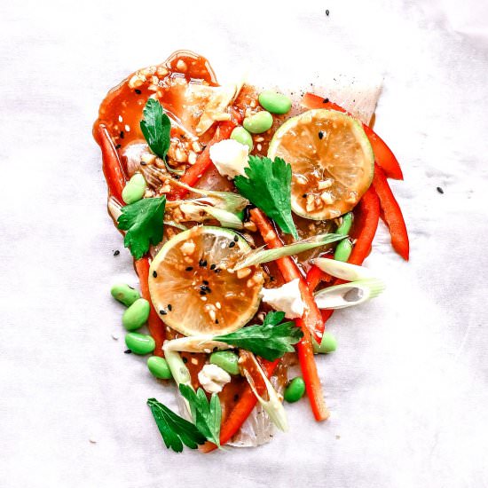 Soy + Ginger Fish in Parchment - Recipe photo by killingthyme