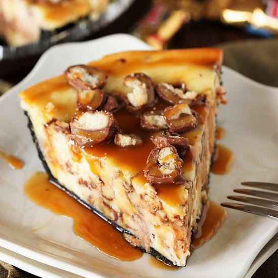 Twix Cheesecake Pie - Recipe photo by thekitchenismyplayground