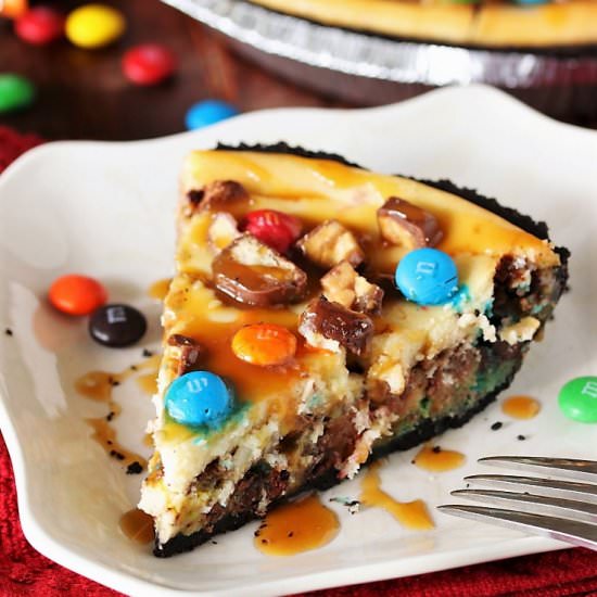 Candy Bar Cheesecake Pie - Recipe photo by thekitchenismyplayground