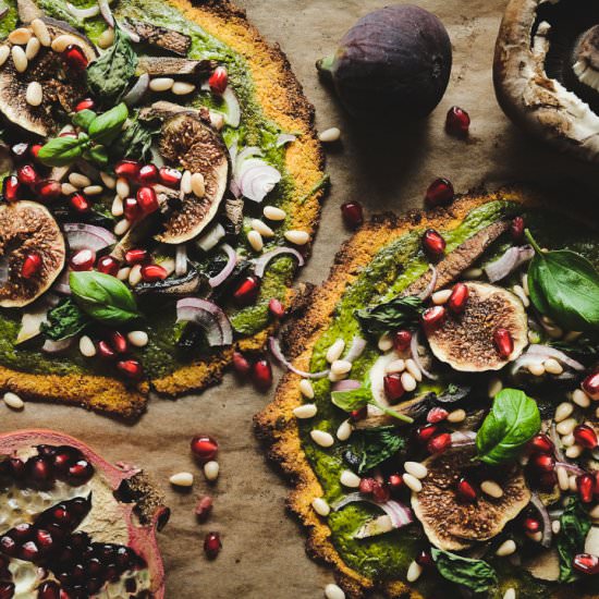 Vegan butternut pizza with spinach - Recipe photo by Babettesveganblog