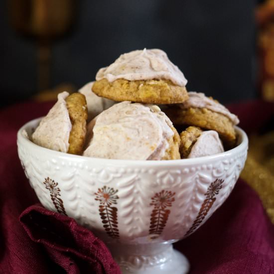 Cinnamon Iced Pumpkin Cookies - Recipe photo by theteatimebaker