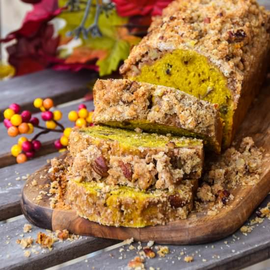 Pumpkin Bread with Pecan Streusel - Recipe photo by PoLaBaker
